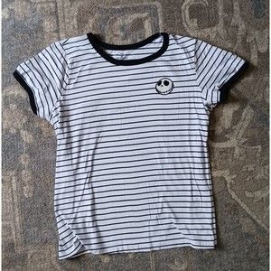 Nightmare Before Christmas Jack Skellington Head Stipe Ringer Shirt 2X